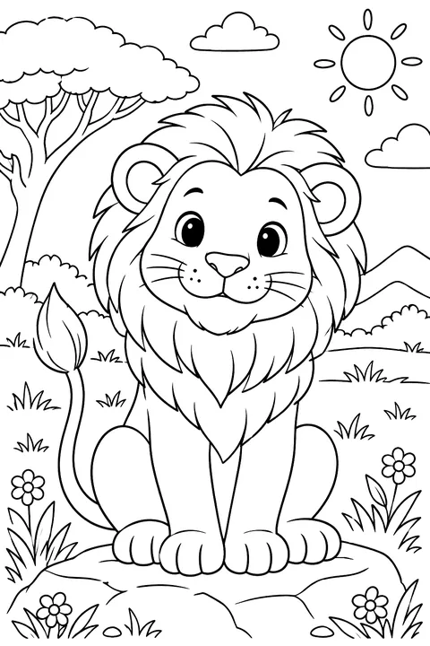 Lion painting coloring page