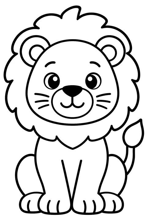 Simple cute lion coloring page