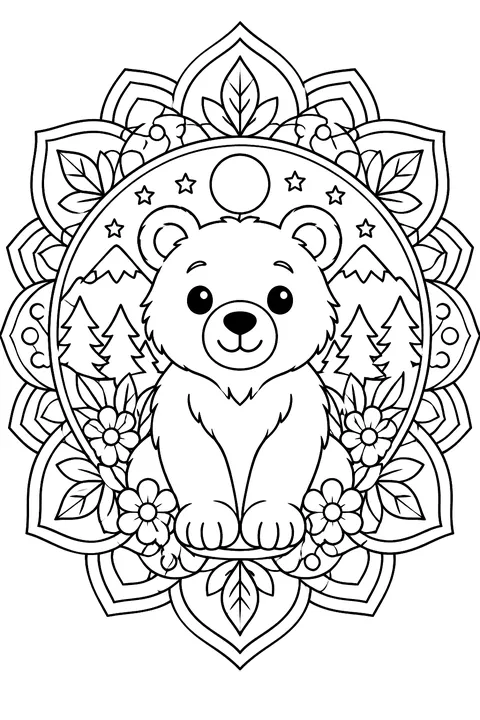 a bear mandala coloring page