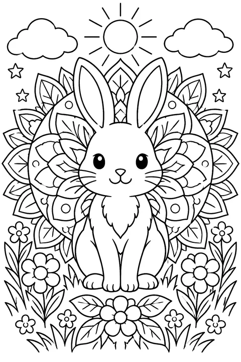 a rabbit mandala coloring page