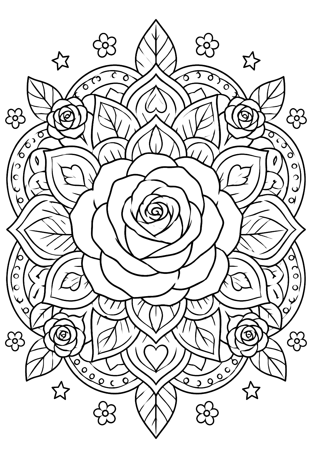 a rose mandala coloring page