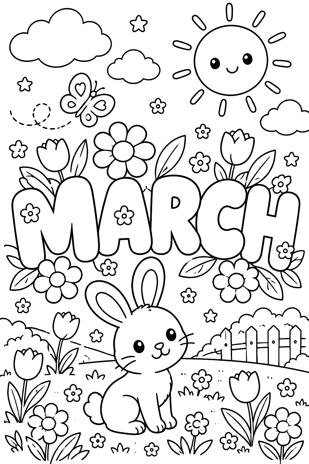 March Letters coloring page