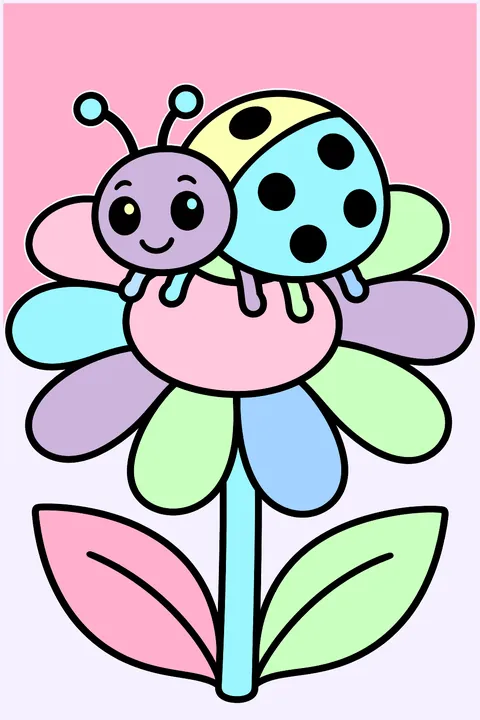 A ladybug on a big daisy coloring page