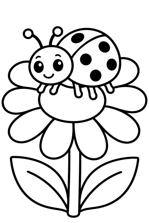 A ladybug on a big daisy coloring page