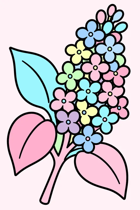 A branch of lilac blossoms coloring page