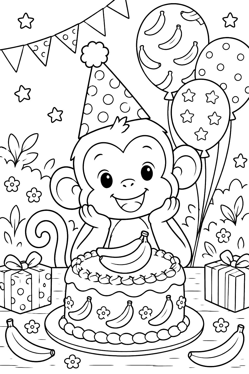 Monkey's Birthday coloring page