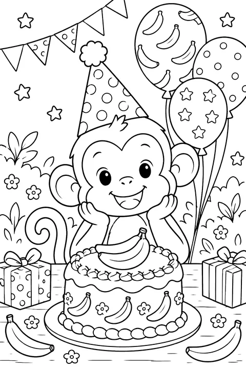 Monkey's Birthday coloring page