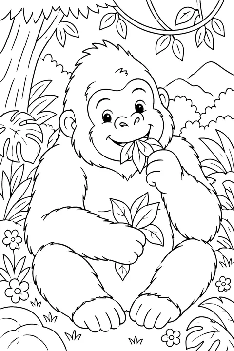 Friendly Gorilla coloring page
