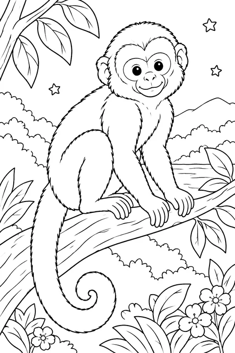 Capuchin Monkey coloring page