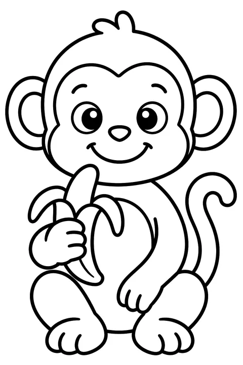 Monkey Holding a Banana coloring page