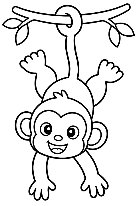 Monkey Hanging by Its Tail coloring page