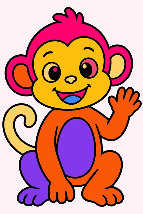 Monkey Waving coloring page