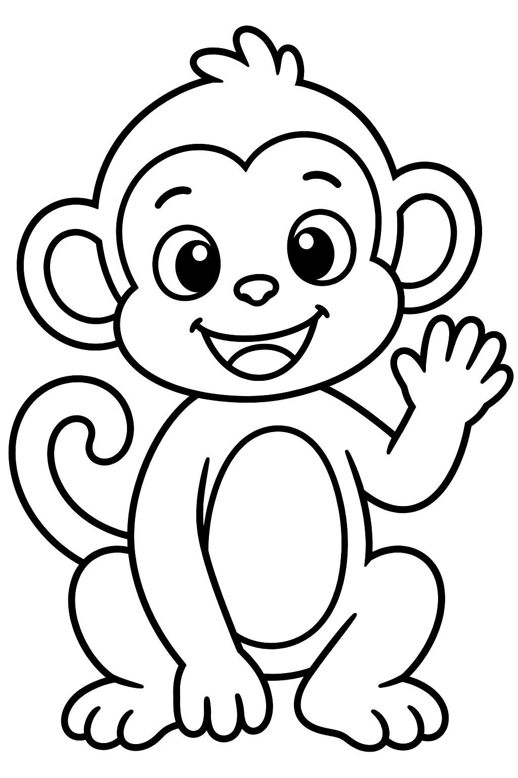 Monkey Waving coloring page