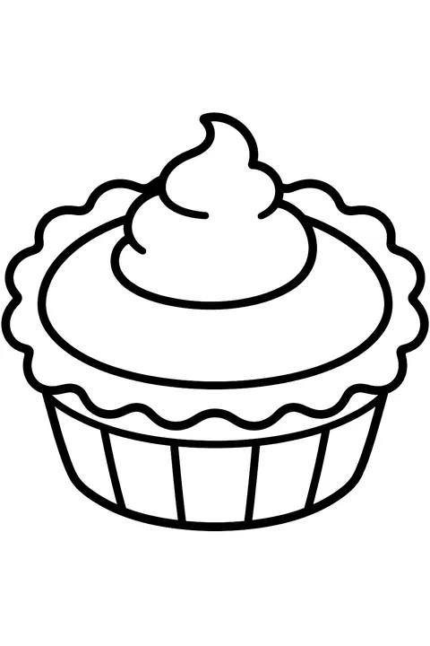 A pumpkin pie with whipped cream coloring page