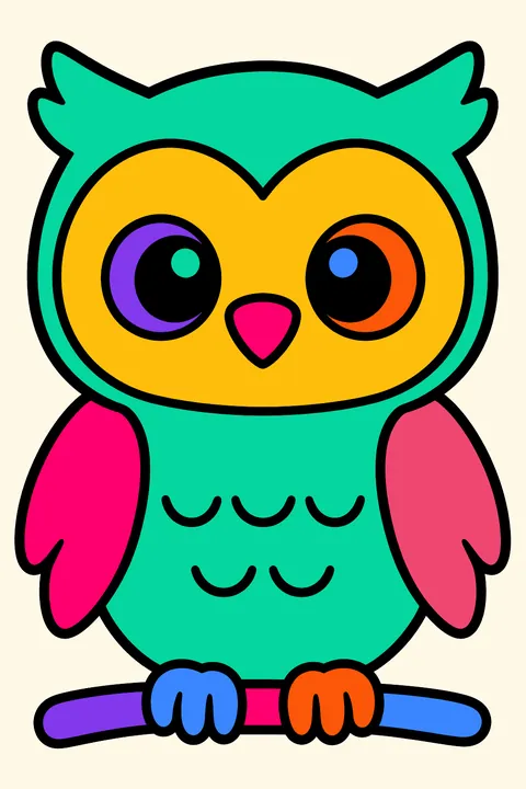 Kawaii owl coloring page