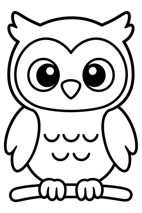 Kawaii owl coloring page
