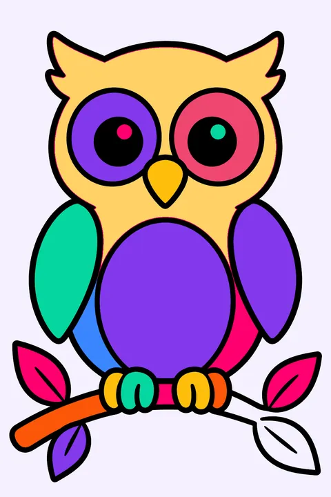 Owl on a branch coloring page