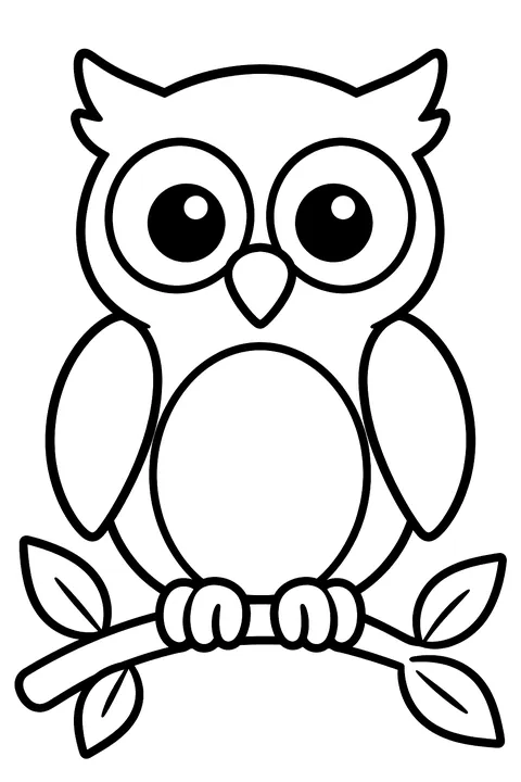 Owl on a branch coloring page