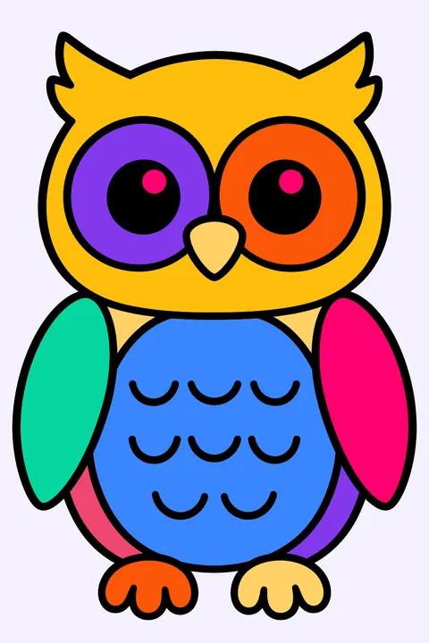 Simple cute owl coloring page