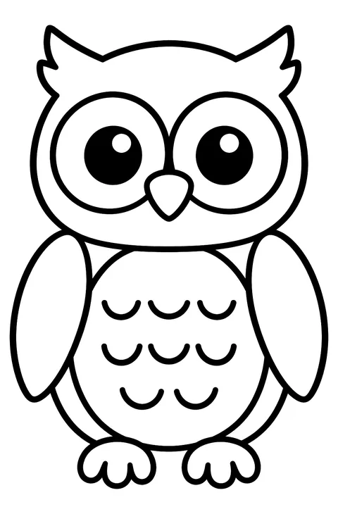 Simple cute owl coloring page