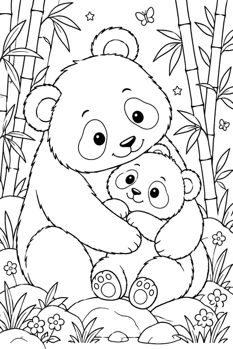Mother Panda and Cub coloring page