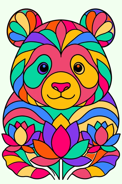 Patterned Panda Face coloring page