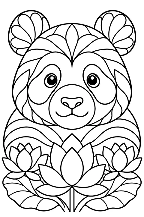 Patterned Panda Face coloring page