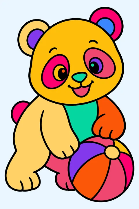 Panda With a Ball coloring page