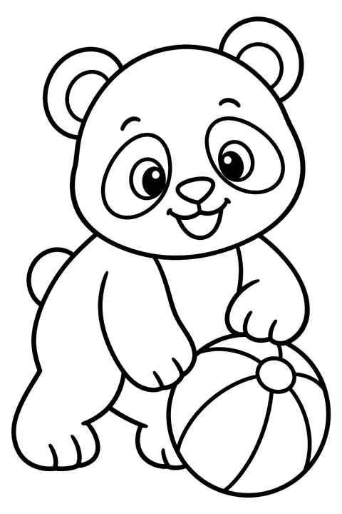 Panda With a Ball coloring page