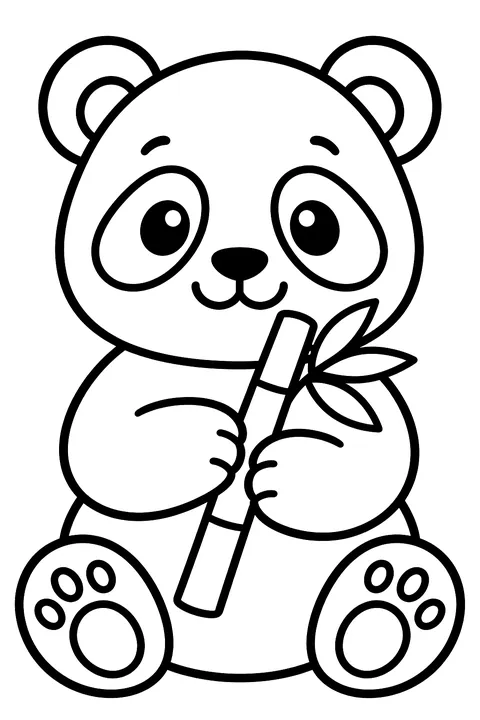 Panda With Bamboo coloring page