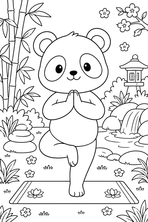 Panda Doing Yoga coloring page