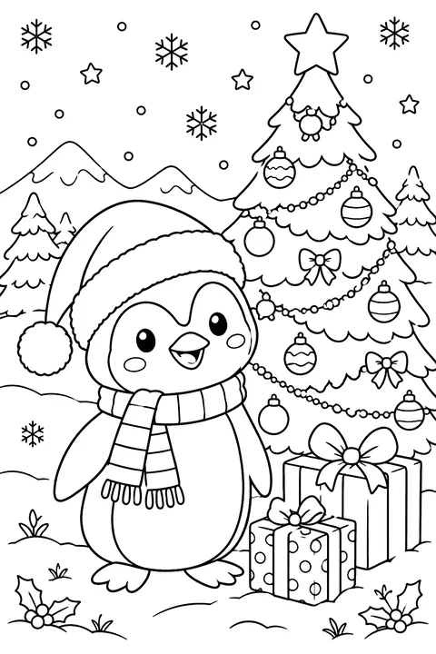 Christmas Penguin coloring page
