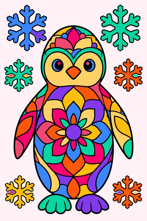 Mandala Penguin coloring page