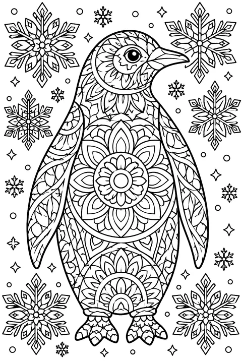 Mandala Penguin coloring page