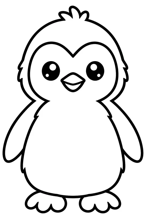 Fluffy Penguin Chick coloring page
