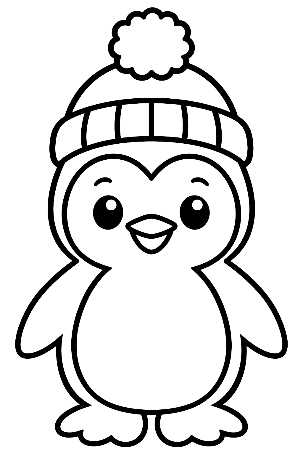 Penguin in a Pom-Pom Hat coloring page