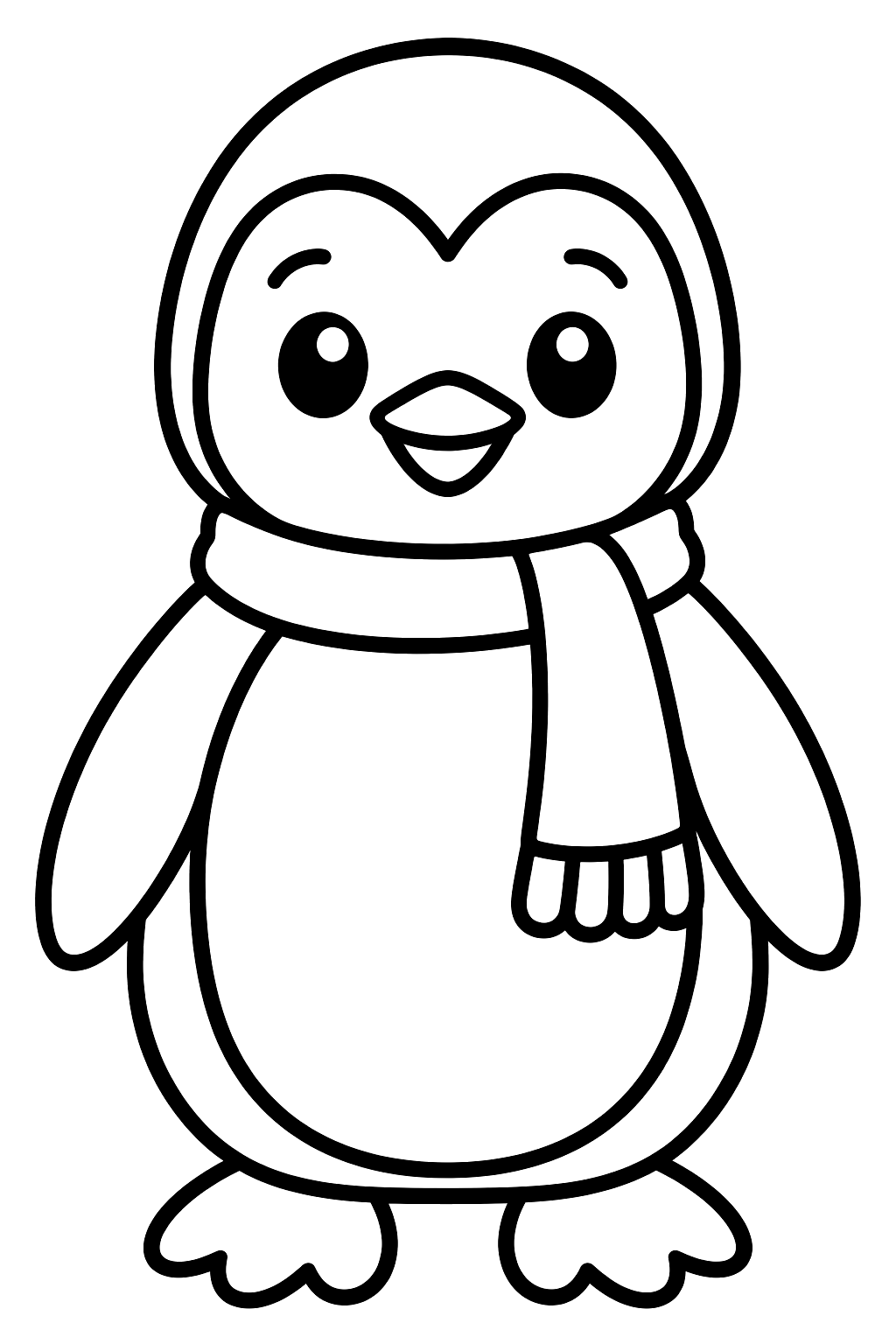 Penguin in a Scarf coloring page