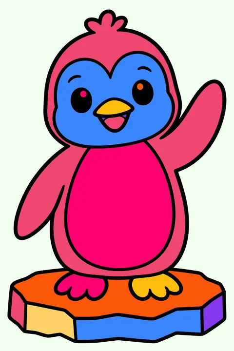 Penguin Waving Hello coloring page