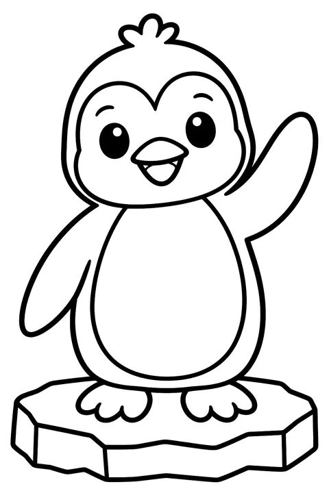 Penguin Waving Hello coloring page