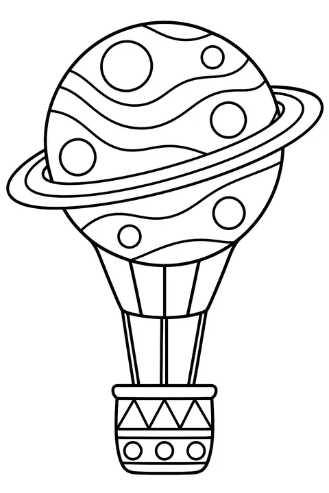 Planet as a hot air balloon coloring page