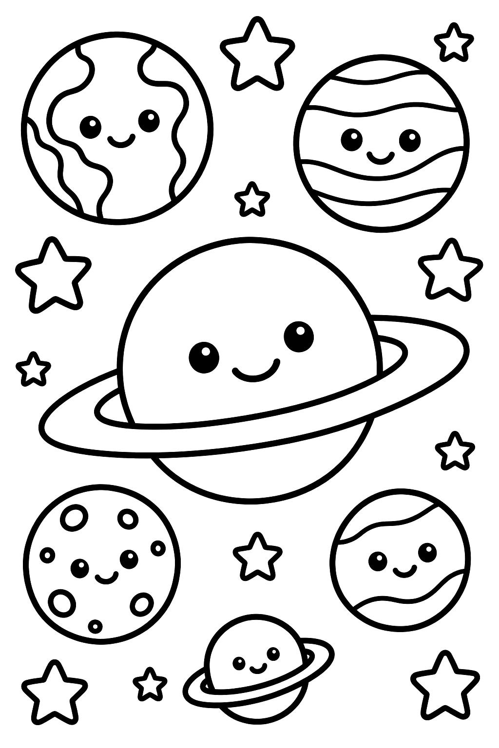 Planets of Different Sizes coloring page