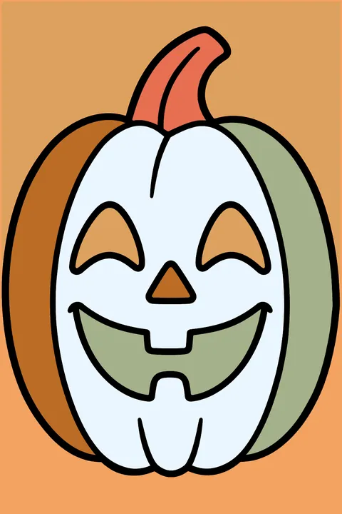 a jack-o'-lantern with a friendly smiling carved face coloring page