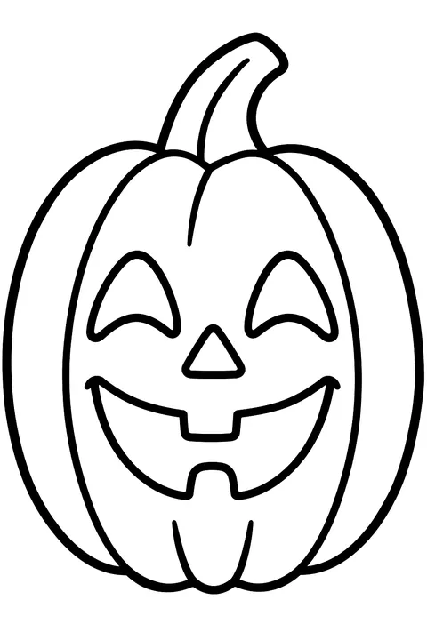 a jack-o'-lantern with a friendly smiling carved face coloring page