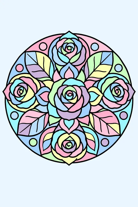 a rose mandala coloring page