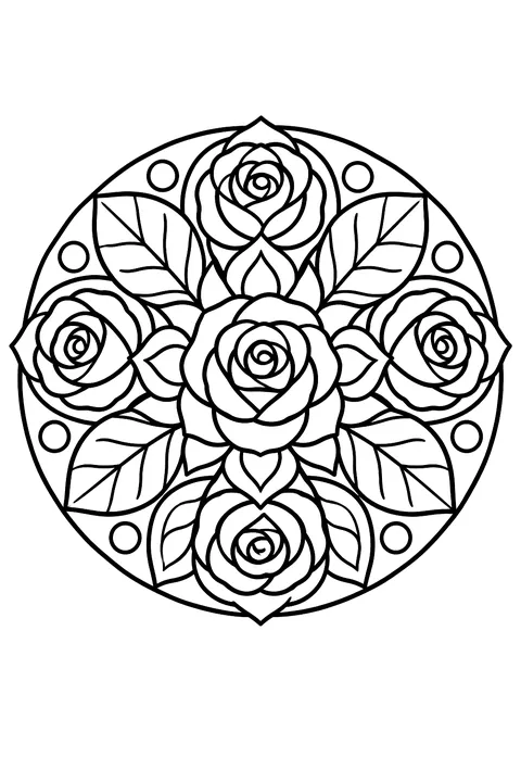 a rose mandala coloring page