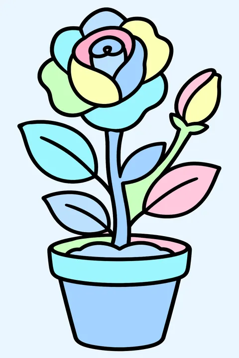 a potted rose coloring page