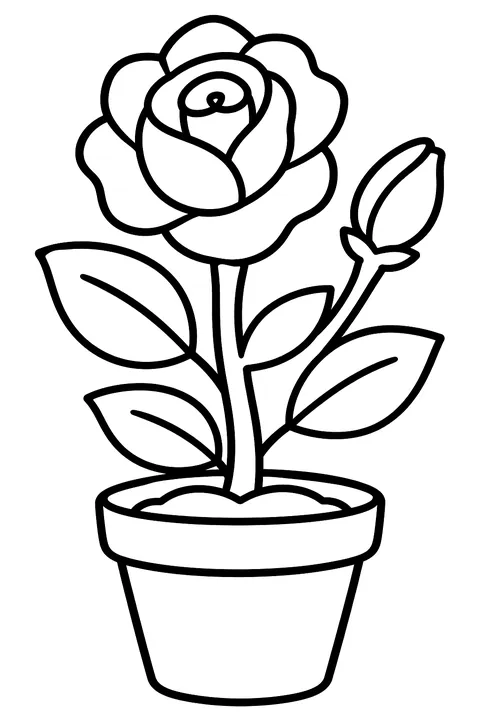 a potted rose coloring page