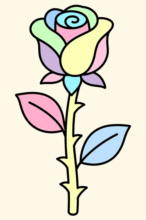 a long-stem rose with thorns coloring page