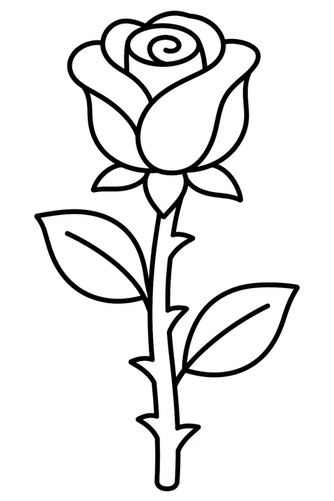 a long-stem rose with thorns coloring page