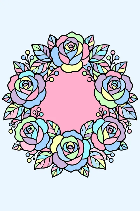 a wreath of roses coloring page